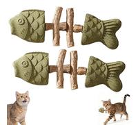 Générique Creative Fish Bone Cat Toy - Fix Your Cat's Dental Health, Wooden Catnip Teeth Cleaning Stick, Natural Fishbone Cats Dental Toys, Suitable for Kittens and Adult Cats to Play (Green,2Pcs)