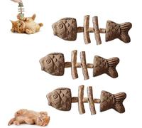 Générique Creative Fish Bone Cat Toy - Wooden Catnip Teeth Cleaning Stick, Fishbone Design, Interactive Catnip Toys for Cats (Brown,3Pcs)