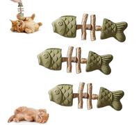 Générique Creative Fish Bone Cat Toy - Wooden Catnip Teeth Cleaning Stick, Fishbone Design, Interactive Catnip Toys for Cats (Green,3Pcs)