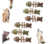 Générique Creative Fish Bone Cat Toy, Wooden Catnip Teeth Cleaning Stick, Natural Cat Dental Toy, Pets Cat Chew Stick, Catnip Fish Bone for Teeth Cleaning (Mix,6Pcs)