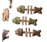 Générique Creative Fish Bone Cat Toy, Wooden Catnip Teeth Cleaning Stick, Natural Cat Dental Toy, Pets Cat Chew Stick, Catnip Fish Bone for Teeth Cleaning (Mix,3Pcs)