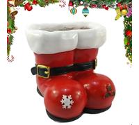 Générique Creative Resin Santa Boots Christmas Planter, Durable Christmas Boot Planter for Seasonal Stems, 4Inch Christma Boot Planters for Outdoor Holiday Decoration Home Office Desk