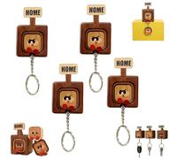 Générique Creative Wooden Key Hooks with Funny Facial Expressions - 2026 New Cute Wooden Key Hooks, for Wall, Hallway, Door Board Entryway Key Holder Unique Home Décor (Raised Eyebrow,4PCS)