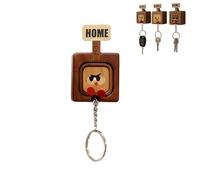 Générique Creative Wooden Key Hooks with Funny Facial Expressions - Functional & Stylish Key, 2026 New Cute Wooden Keychain Hooks, Unique Home DéCor (#C)