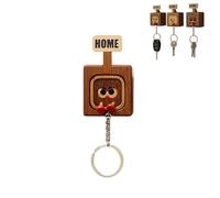 Générique Creative Wooden Key Hooks with Funny Facial Expressions - Functional & Stylish Key, 2026 New Cute Wooden Keychain Hooks, Unique Home DéCor (#B)