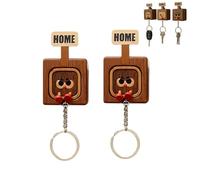 Générique Creative Wooden Key Hooks with Funny Facial Expressions - Functional & Stylish Key, 2026 New Cute Wooden Keychain Hooks, Unique Home DéCor (2PCS-B)
