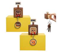 Générique Creative Wooden Key Hooks with Funny Facial Expressions, Magnetic Wall Key Holder for Entryway and Office, Cute Home Decor Organizer with Slider for Housewarming Gift (A+B)