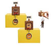 Générique Creative Wooden Key Hooks with Funny Facial Expressions, Magnetic Wall Key Holder for Entryway and Office, Cute Home Decor Organizer with Slider for Housewarming Gift (B+C)