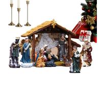 Générique Crèche De Noël 12 Pièces, Statue de la Naissance de Jésus en Résine, Décoration De Noël Catholique pour Table Cheminée Maison Église Intérieur