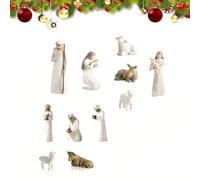 Générique Crèche de Noël avec Figurines, 10 Figurines en résine, Naissance de Belen, crèche de Noël, crèche en résine avec Sainte Famille, décoration
