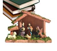 Générique Crèche de Noël Complète, Décoration Religieuse pour Fêtes, Figurines de Noël avec Étable et Santons, pour Intérieur Maison Bureau Ferme Fêtes Chrétiennes