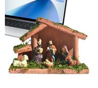 Générique Crèche de Noël | Décoration Religieuse pour Fêtes - Figurines de Noël avec Étable et Santons,pour Intérieur Maison Bureau Ferme Fêtes Chrétiennes
