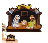 Générique Crèche De Noël en Bois | Figurines en Bois de la Nativité pour Noël,Décoration de Fête pour Salon Chambre Bureau École Dortoir Appartement