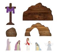 Générique Crèche de Noël en Bois,Figurines Religieuses Rustiques Décoration - Set de Crèche d'Intérieur | pour La Maison Église Famille Pâques Intérieur Fête
