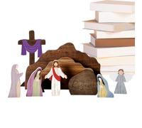 Générique Crèche de Noël en Bois,Les Décorations Religieuses De Style Rustique | Set de Crèche d'Intérieur - pour La Maison Église Famille Pâques Intérieur Fête