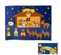Générique Crèche de Noël en Feutre, Coffret de Contes de Noël avec Figurines en Feutre, pour renforcer Les Liens Entre Petits-Enfants, Jouets éducatifs Religieux interactifs pour Tout-Petits (1PC)