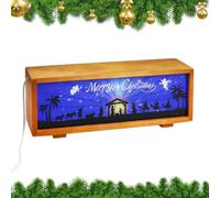 Générique Crèche De Noël Lumineuse - Lanterne à LED pour Table,Veilleuse De Noël En Bois,Pour Cheminée Église Ferme Chambre Salle De Jeux Fête Festival D'Hiver Bibliothèque