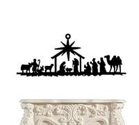 Générique Crèche Ensemble - Métal 30cm | Scène Nativité Noël Naissance Jésus Christ | Figurine Sainte Famille | Centre De Table Festif | Décor Xmass Maison & Église