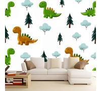 Générique Crème Papier Peint Intissé 350 x 256 cm (L x H), Mignon Animaux Dessin Animé Dinosaures Tableaux Muraux Personnalisés - Décoration Photo pour Salon Chambre et Chambre D'Enfant