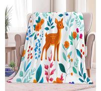 Générique Crème Plaid Couverture Polaire Flanelle, 130 x 150 cm Couverture Chaude Douce et Moelleuse avec Motif Imprimé Exquis Mignon Cerf De Dessin Animé - Drap de lit Couvre-lit Jeté de Canapé