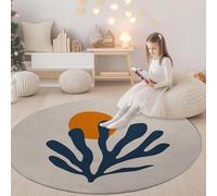 Générique Crème Tapis Rond Polyvalent 150 cm Minimalisme Plantes Marines Tapis Confortable et Chic, Antidérapant et Lavable en Machine - Idée Cadeau Parfaite pour Famille ou Amis