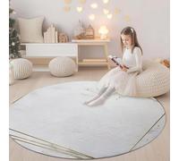 Générique Crème Tapis Rond Polyvalent 160 cm Minimalisme Lignes Élégance Tapis Confortable et Chic, Antidérapant et Lavable en Machine - Idée Cadeau Parfaite pour Famille ou Amis