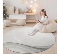 Générique Crème Tapis Rond Polyvalent 180 cm Minimalisme Vagues Lignes Tapis Confortable et Chic, Antidérapant et Lavable en Machine - Idée Cadeau Parfaite pour Famille ou Amis