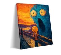 Générique Cri Du Coucher De Soleil Peinture Sur Toile Abstraite Impasto Tableau Mural Coloré Pop Surréaliste Décor Maison Salon Chambre Bureau (1,100x160cm Toile enroulée)