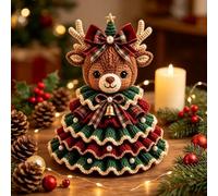 Générique Crochet Animal Christmas Tree DIY Kit,Crochet Ornaments for Beginners and Adults,Handmade Christmas Ornament Craft Supplies with Beads, Bell, Bow, Yarn, Hook, Gifts for Craft Lovers