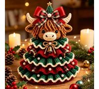 Générique Crochet Animal Christmas Tree DIY Kit,Crochet Ornaments for Beginners and Adults,Handmade Christmas Ornament Craft Supplies with Beads, Bell, Bow, Yarn, Hook, Gifts for Craft Lovers