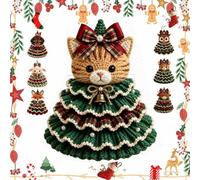 Générique Crochet Animal Christmas Tree DIY Kit, Handmade Ornament Craft Set, Complete Beginner Craft Set with Yarn Hook Stuffing Accessories for Christmas Table Decor Handmade (E#)