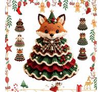 Générique Crochet Animal Christmas Tree DIY Kit, Handmade Ornament Craft Set, Complete Beginner Craft Set with Yarn Hook Stuffing Accessories for Christmas Table Decor Handmade (C#)