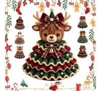Générique Crochet Animal Christmas Tree DIY Kit, Handmade Ornament Craft Set, Complete Beginner Craft Set with Yarn Hook Stuffing Accessories for Christmas Table Decor Handmade (G#)