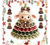Générique Crochet Animal Christmas Tree DIY Kit, Handmade Ornament Craft Set, Complete Beginner Craft Set with Yarn Hook Stuffing Accessories for Christmas Table Decor Handmade (D#)