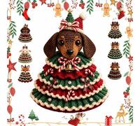 Générique Crochet Animal Christmas Tree DIY Kit, Handmade Ornament Craft Set, Complete Beginner Craft Set with Yarn Hook Stuffing Accessories for Christmas Table Decor Handmade (F#)