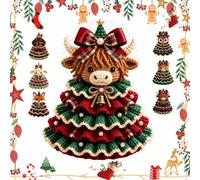Générique Crochet Animal Christmas Tree DIY Kit, Handmade Ornament Craft Set, Complete Beginner Craft Set with Yarn Hook Stuffing Accessories for Christmas Table Decor Handmade (A#)