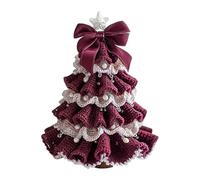 Générique Crochet Christmas Tree - Desktop Yarn Holiday Decor | Table Centerpiece with Handmade Design, Decorative Props for Bedroom, Party Holiday Gatherings, 1.18x1.18x2.36 inches