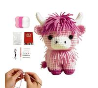 Générique Crochet Craft Kit - 8 Inch Cow Doll Set, DIY Crochet Kit for Enthusiasts, Premium Yarn with Step-by-Step Guide, Creative Hobby Kits, Handmade Cow Plush for Men and Women