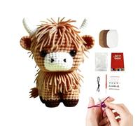 Générique Crochet Craft Kit - 8 Inch Cow Doll Set, DIY Crochet Kit for Enthusiasts, Premium Yarn with Step-by-Step Guide, Creative Hobby Kits, Handmade Cow Plush for Men and Women