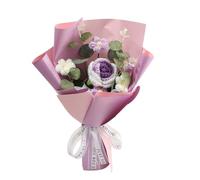 Générique Crochet Flowers - Handmade Decorative Decor for Home | Yarn Knitted Petals with & Greenery Accent for Birthday, Christmas, Easter and Graduation Party