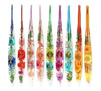 Générique Crochet Hooks Set, 9 Pieces Transparent Resin Stylish Floral Pattern Craft Yarn Weave Crochet Kit for Blanket, Doll, Hat, Scarf, Sweater, Projects