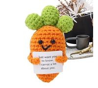Générique Crochet Inspirant - Légumes Crochetés avec Message Positif | Décorations Motivantes Carotte Peluche Drôle Tenant Une Carte pour Anniversaire Saint Valentin Maison
