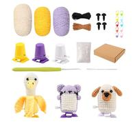 Générique Crochet Kit, Animal Beginner Set, Compact Craft Toy, 3.74x2.17.2.17 Inches Easy Knitting Crochet Pack with Video Guide, Fun Educational Project for Kids, Adults and Learning at Home