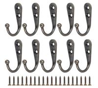 Générique Crochet mural simple robuste (alliage de zinc) - Cintre décoratif pour manteau, serviette et sac pour salle de bain, cuisine, entrée | Comprend 2 vis par crochet(Bronze,5 Sets)
