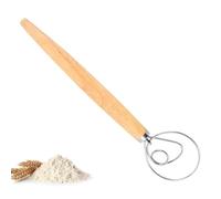 Générique Crochet pétrisseur Danois - Agitateur de Farine en métal, agitateur de Boulangerie portatif, tourneur de Cuisson Rustique avec poignée en Bois Lisse | Préparation de d'outil de mé