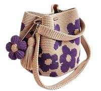 Générique Crochet Purses for Women Boho Crochet Handmade Flower Pouch