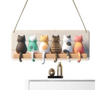 Générique Crochet Silhouette Chat - Porte-clés Et Porte-manteau Artistique À Thème Animal | Décoration Murale Polyvalente En Bois Et Métal | Amusement Décoratif Pour Chambres, Salons, Garde-manger