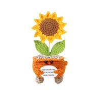 Générique Crochet Sunflower Doll, Motivational Flower Plush, Uplifting Quote, Soft Texture, Artificial Floral Ornament for Desk, Bookshelf, Nightstand, Dressing, Home Decor, 5.91 inches