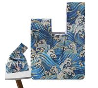 Générique Crochet Tote Bag, Knitting Needles Wrist Bag, 34cm/13.39 inches, Aqua Blue/Red Portable Design, Large Capacity, Versatile Material, Crochet Hooks Organizer for Yarn