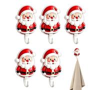 Générique Crochets adhésifs 5 Pièces Décor De Noël Drôle Sans Perçage | Crochets Muraux Autocollants Décorations Festives pour maison cuisine chambre salle de bain douche entrée Le père Noël